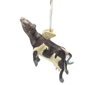 Rare Vintage David DeCamp 7" Spotted Cow Ornament